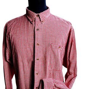 Vintage Chaps Ralph Lauren Shirt Mens XL red check Flannel Button Up Cotton